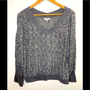 Umgee Womens Top V Neck Pullover Gray Blend Long Sleeve